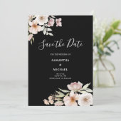 Blush Pink Floral Floral Save the Date Karte (Stehend Vorderseite)