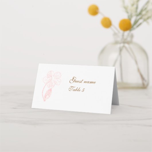 Blush Pink Floral Folded Tent Place Card Platzkarte (Vorderseite)