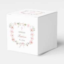 Blush Pink Floral Frame Baptism Cube Geschenkschachtel