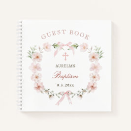 Blush Pink Floral Frame Baptism Guest Book Notizblock