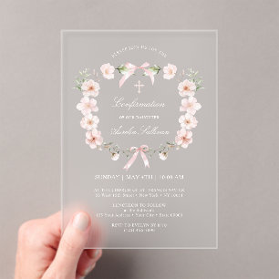 Blush Pink Floral Frame Bestätigung Acryleinladungen
