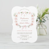 Blush Pink Floral Frame Bestätigung Einladung (Stehend Vorderseite)