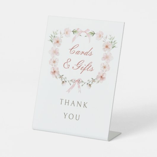 Blush Pink Floral Frame Cards & Gifts Sockelschild (Vorderseite)