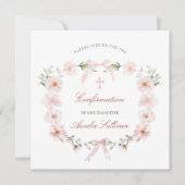 Blush Pink Floral Frame Confirmation Square Einladung (Vorderseite)