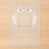 Blush Pink Floral Frame Erste heilige Kommune Acryleinladungen (Vorderseite)