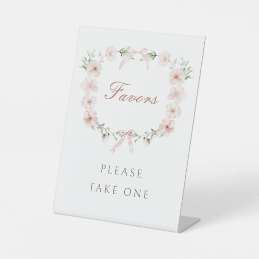 Blush Pink Floral Frame Favors Sockelschild (Vorderseite)