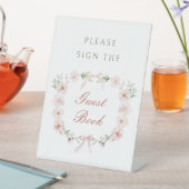 Blush Pink Floral Frame Guest Book Sockelschild (In Situ)