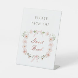 Blush Pink Floral Frame Guest Book Sockelschild