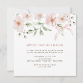 Blush Pink Floral Frame Taufplatz Einladung (Rückseite)