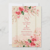 Blush Pink Floral Frame Wedding Einladung (Vorderseite)