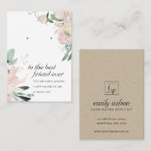 BLUSH PINK FLORAL FRIEND EARRING DISPLAY CARD PLATZKARTE (Vorne/Hinten)
