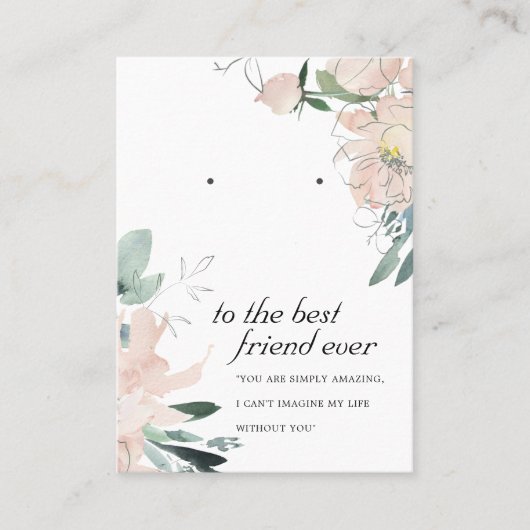 BLUSH PINK FLORAL FRIEND EARRING DISPLAY CARD PLATZKARTE (Vorderseite)