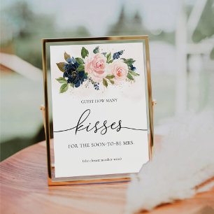 Blush Pink Floral Gast wie viele Küsse Sockelschild