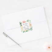 Blush Pink Floral Gastgeschenk Hochzeit danke Ihne Quadratischer Aufkleber (Umschlag)