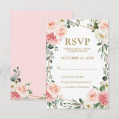 Blush Pink Floral Geometric Botanical Wedding RSVP Karte (Vorne/Hinten)