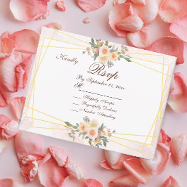 Blush Pink Floral Geometric Wedding RSVP Card Einladung