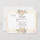 Blush Pink Floral Geometric Wedding RSVP Card Einladung (Vorderseite)