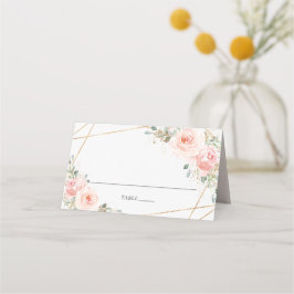 Blush Pink Floral Geometric Wedname Guest Name Platzkarte