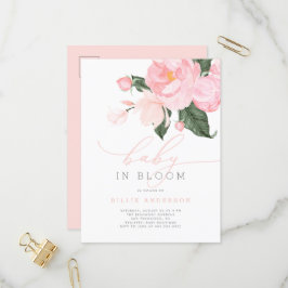 Blush Pink Floral Girl Baby in Blütendusche Einladungspostkarte