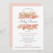 Blush Pink Floral Girl Babydusche Einladung (Vorne/Hinten)