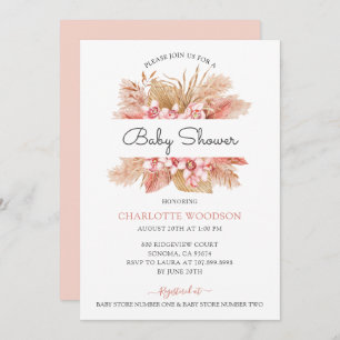 Blush Pink Floral Girl Babydusche Einladung