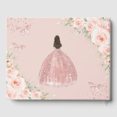 Blush Pink Floral Girl Dress Rose Gold Quinceanera Gästebuch (Rückseite)