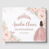 Blush Pink Floral Girl Dress Rose Gold Quinceanera Gästebuch (Vorderseite)