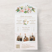 Blush Pink Floral Gold Ampersand QR Code Hochzeit All In One Einladung (Innen Boden)