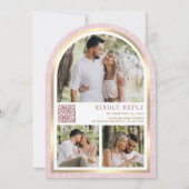 Blush Pink Floral Gold Arch Butterfly Hochzeit Einladung (Rückseite)