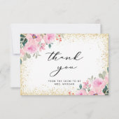 Blush Pink Floral Gold Brautparty Vielen Dank Karte (Vorderseite)