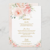 Blush Pink Floral Gold Bridal Baby Showmenü Programm (Vorne/Hinten)