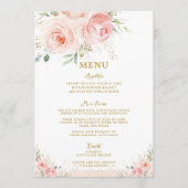 Blush Pink Floral Gold Bridal Baby Showmenü Programm (Vorderseite)