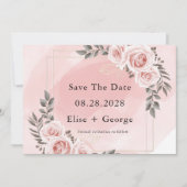 Blush Pink Floral Gold Crystal Save The Date Einladung (Vorderseite)