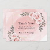 Blush Pink Floral Gold Crystal Thank You Card Einladung (Vorne/Hinten)