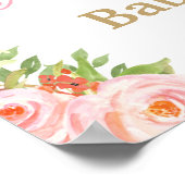 Blush Pink Floral Gold Fee Baby Dusche Herzlich wi Poster (Ecke)