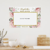 Blush Pink Floral Gold Foto Standrahmen Prop Poster (Küche)