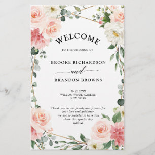 Blush Pink Floral Gold Geometric Wedric Program