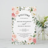 Blush Pink Floral Gold Geometric Wedric Program (Stehend Vorderseite)