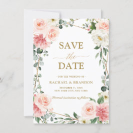 Blush Pink Floral Gold Geometrie Save the Date
