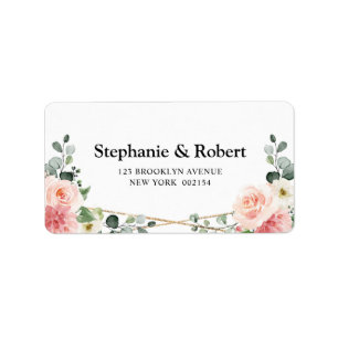 Blush Pink Floral Gold Geometrische botanische Hoc Adressaufkleber