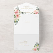 Blush Pink Floral Gold Geometrische botanische Hoc All In One Einladung (Außenbereich)