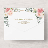 Blush Pink Floral Gold Geometrische botanische Hoc All In One Einladung (Rückseite)