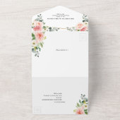 Blush Pink Floral Gold Geometrische botanische Hoc All In One Einladung (Außenbereich)