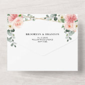 Blush Pink Floral Gold Geometrische botanische Hoc All In One Einladung (Rückseite)