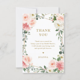 Blush Pink Floral Gold Geometrische botanische Hoc Dankeskarte