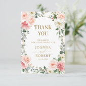 Blush Pink Floral Gold Geometrische botanische Hoc Dankeskarte (Stehend Vorderseite)