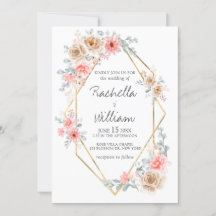 Blush Pink Floral Gold Geometrische botanische Hoc