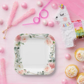 Blush Pink Floral Gold Geometrische botanische Hoc Pappteller (Party)