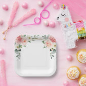 Blush Pink Floral Gold Geometrische botanische Hoc Pappteller (Party)