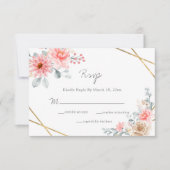 Blush Pink Floral Gold Geometrische botanische Hoc RSVP Karte (Vorderseite)